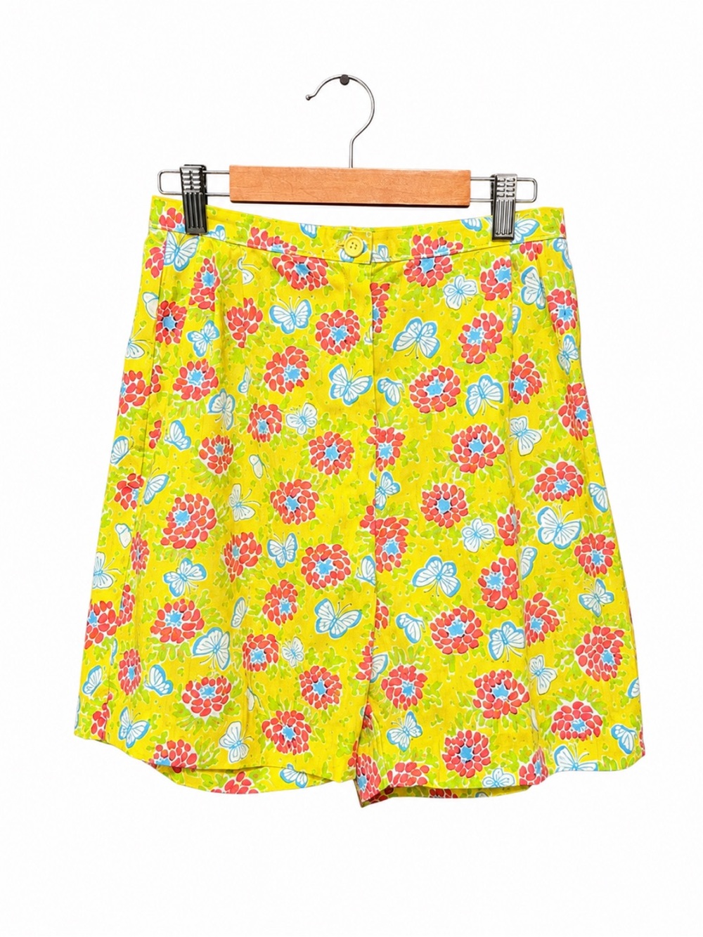 Vintage Lilly Pulitzer Shorts 70s 80s floral yellow Bermuda The Lilly size 8